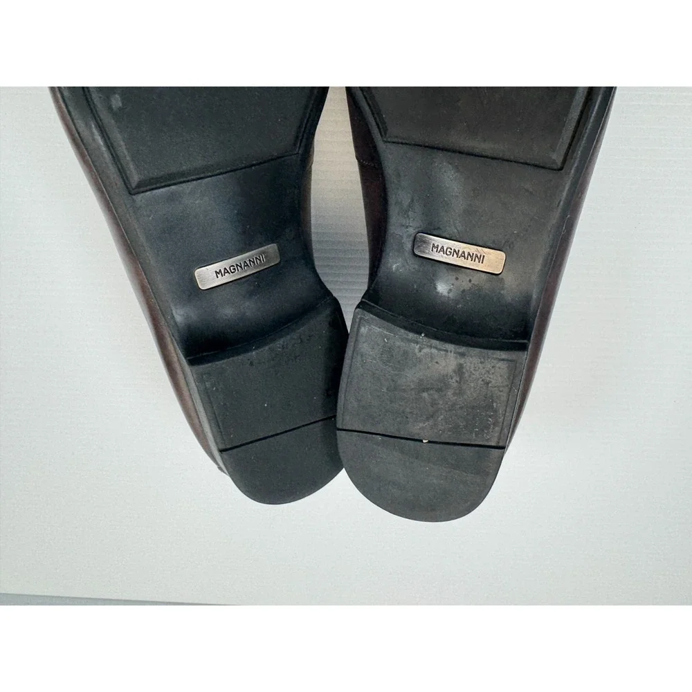 Magnanni Tazon Bit Loafer Dress Shoes Mens 10.5 Leather Square Toe Slip on Brown